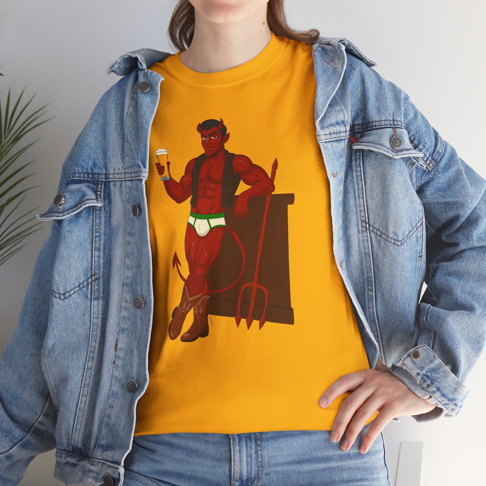 Saddle Up, Devil- Unisex Heavy Cotton Shirt