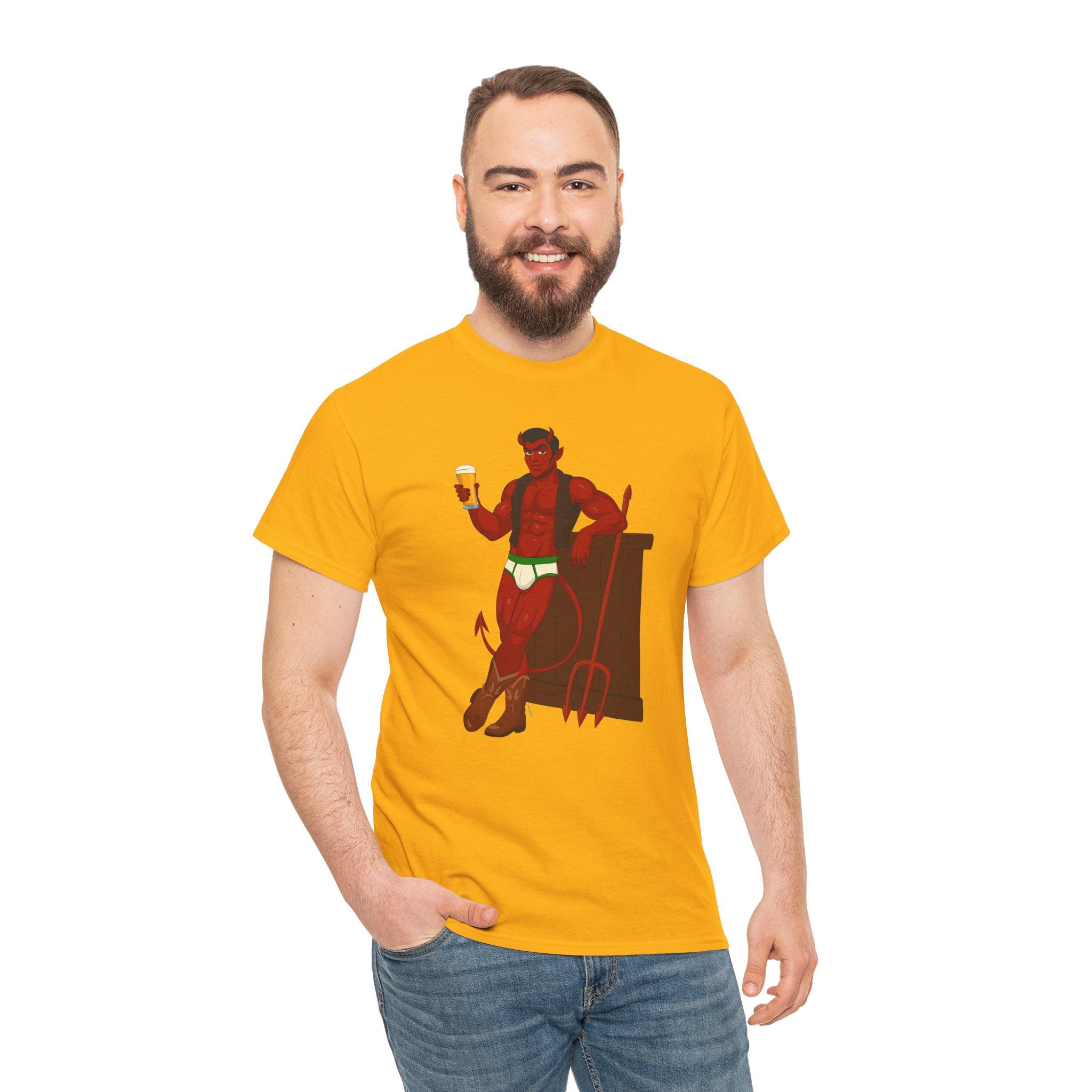 Saddle Up, Devil- Unisex Heavy Cotton Shirt