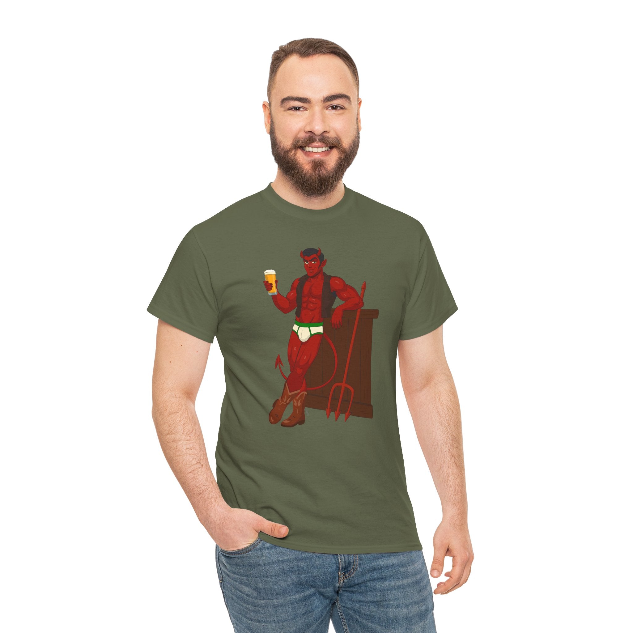 Saddle Up, Devil- Unisex Heavy Cotton Shirt