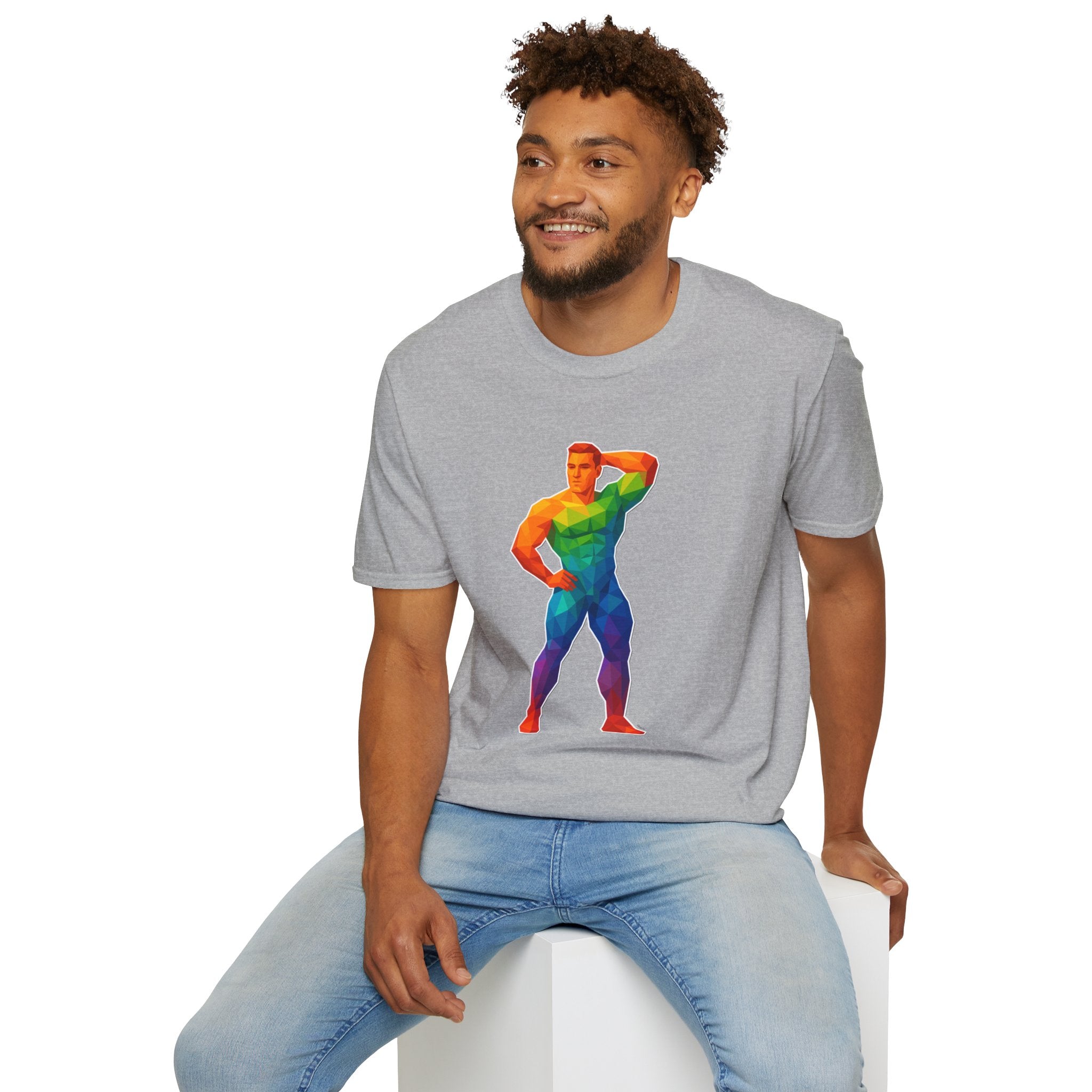 Geometric Pride Hunk - Unisex Softstyle T-Shirt