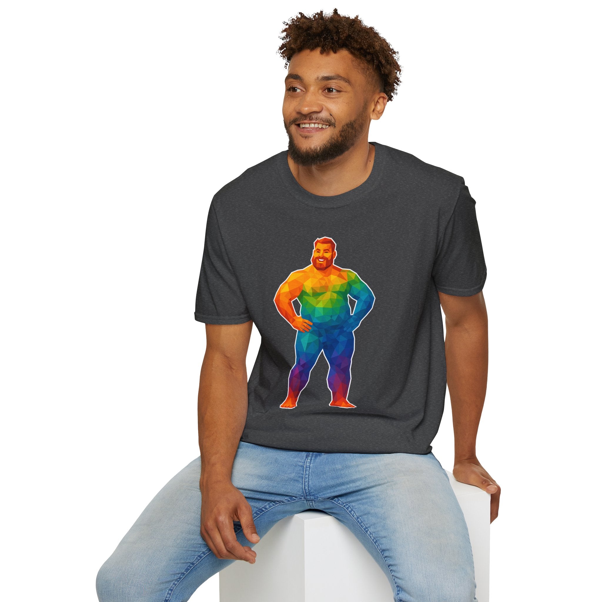 Geometric Pride Bear - Unisex Softstyle T-Shirt