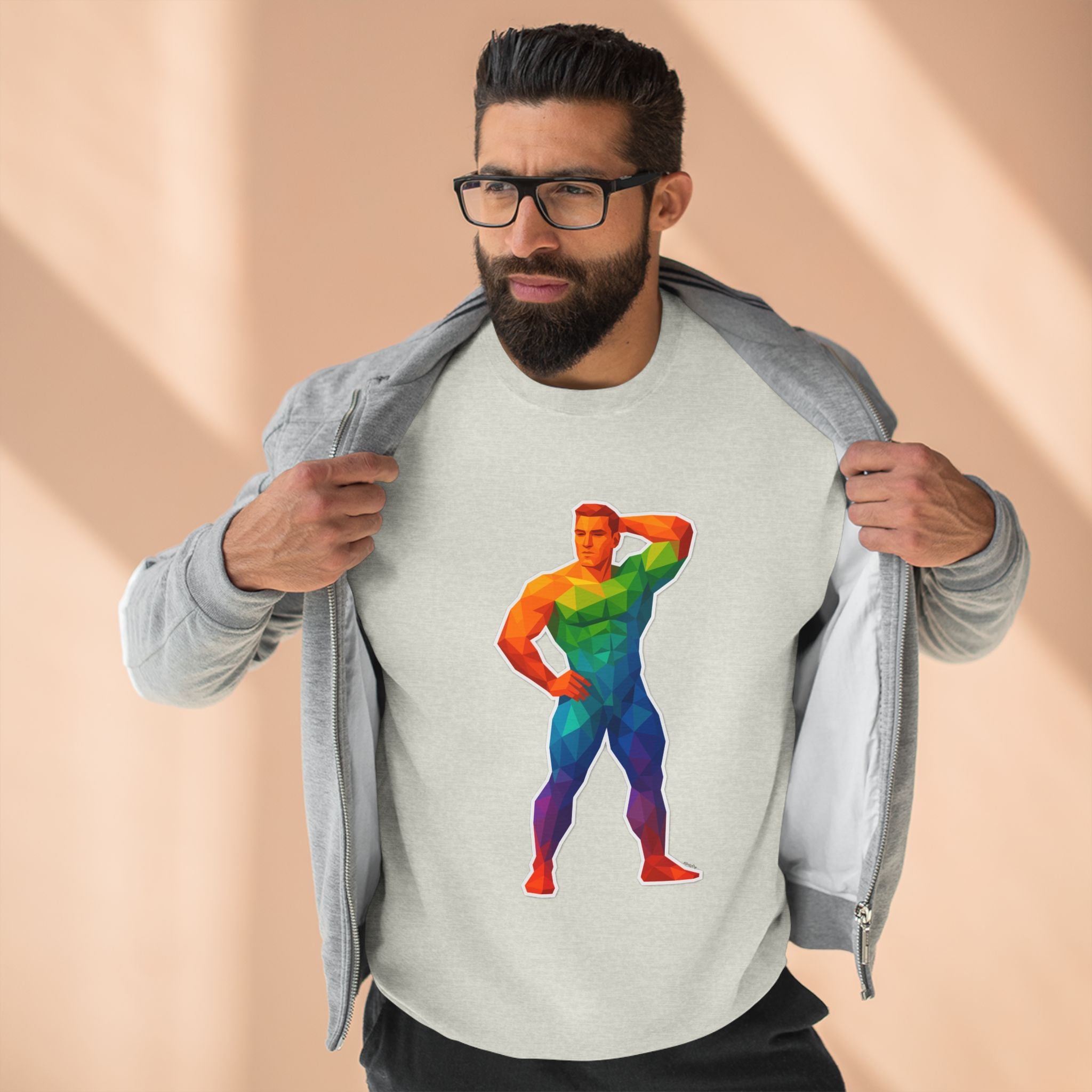 Geometric Pride Hunk - Unisex Crewneck Sweatshirt