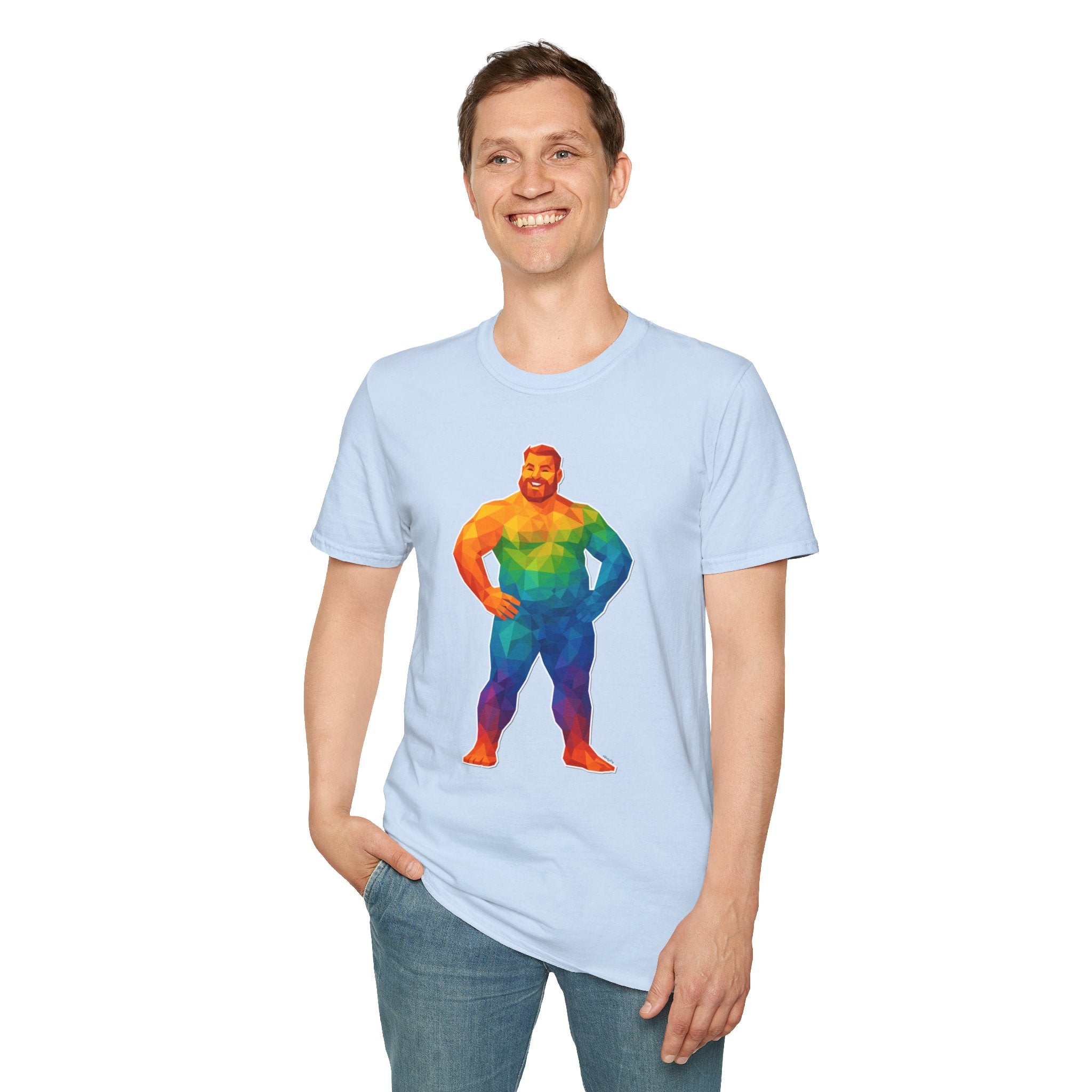 Geometric Pride Bear - Unisex Softstyle T-Shirt