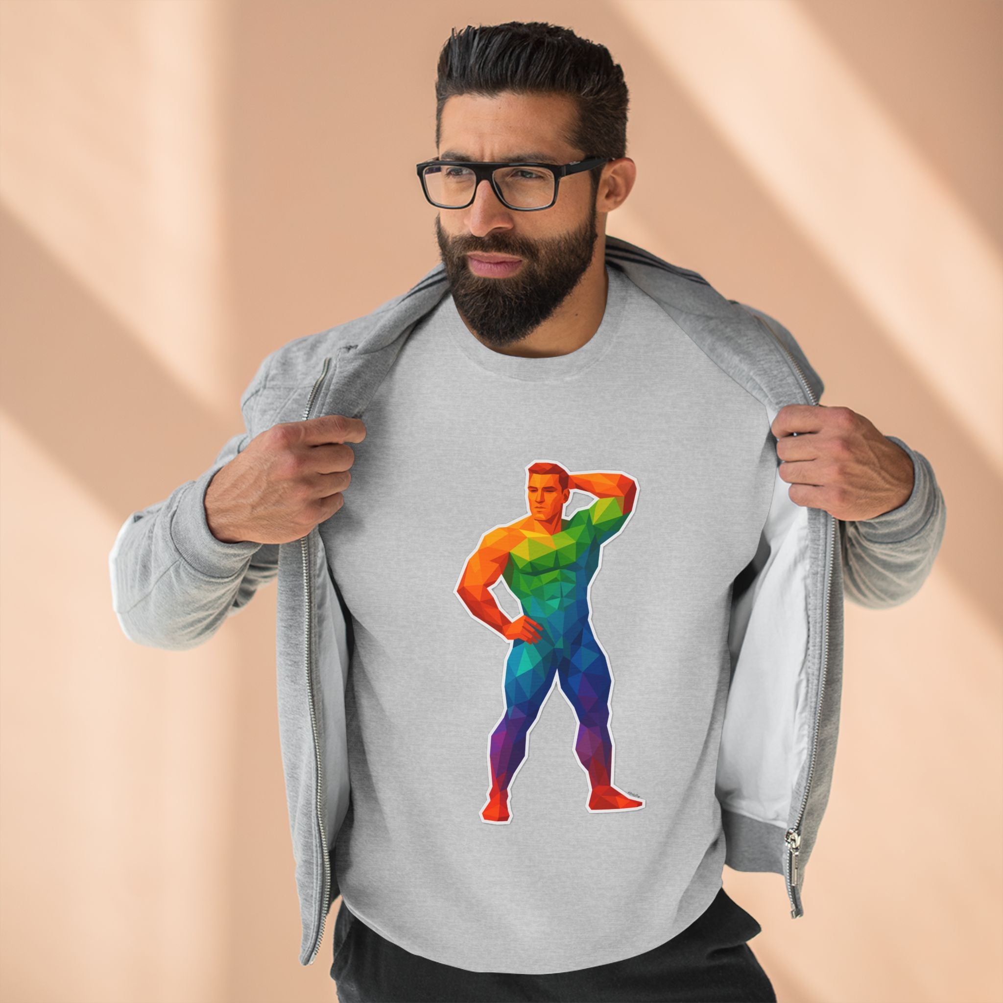 Geometric Pride Hunk - Unisex Crewneck Sweatshirt