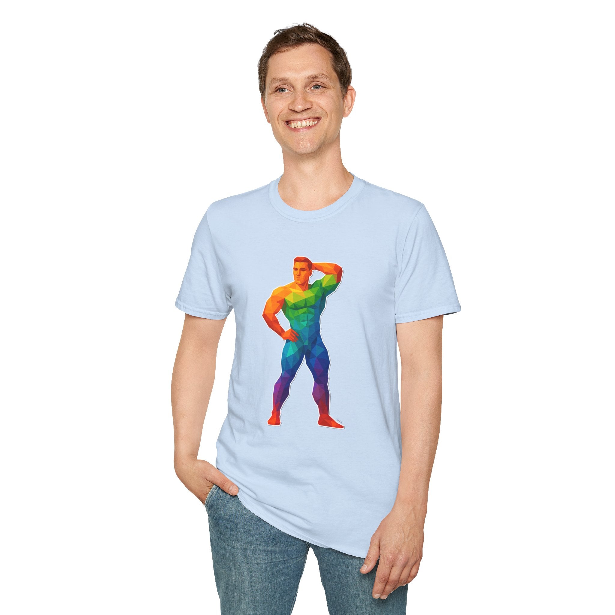 Geometric Pride Hunk - Unisex Softstyle T-Shirt