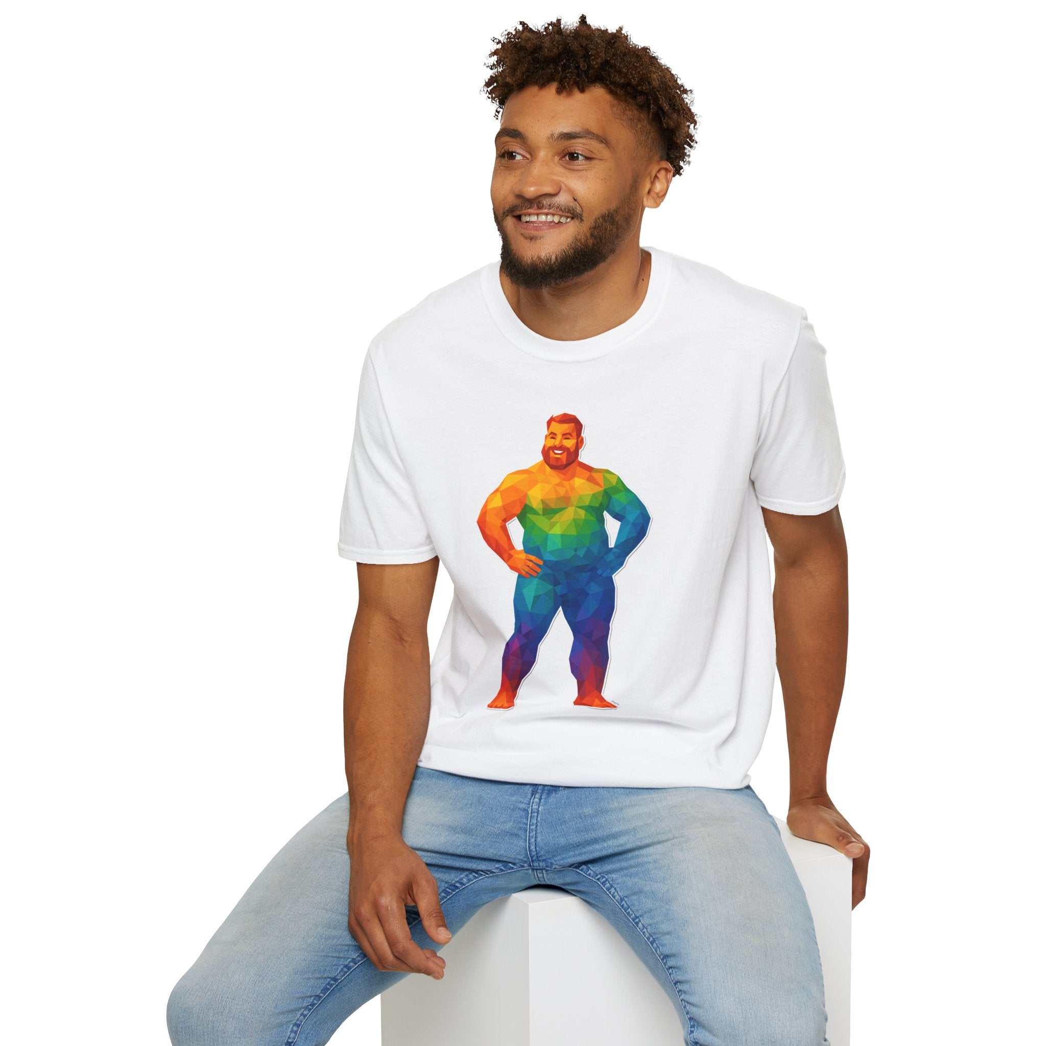 Geometric Pride Bear - Unisex Softstyle T-Shirt