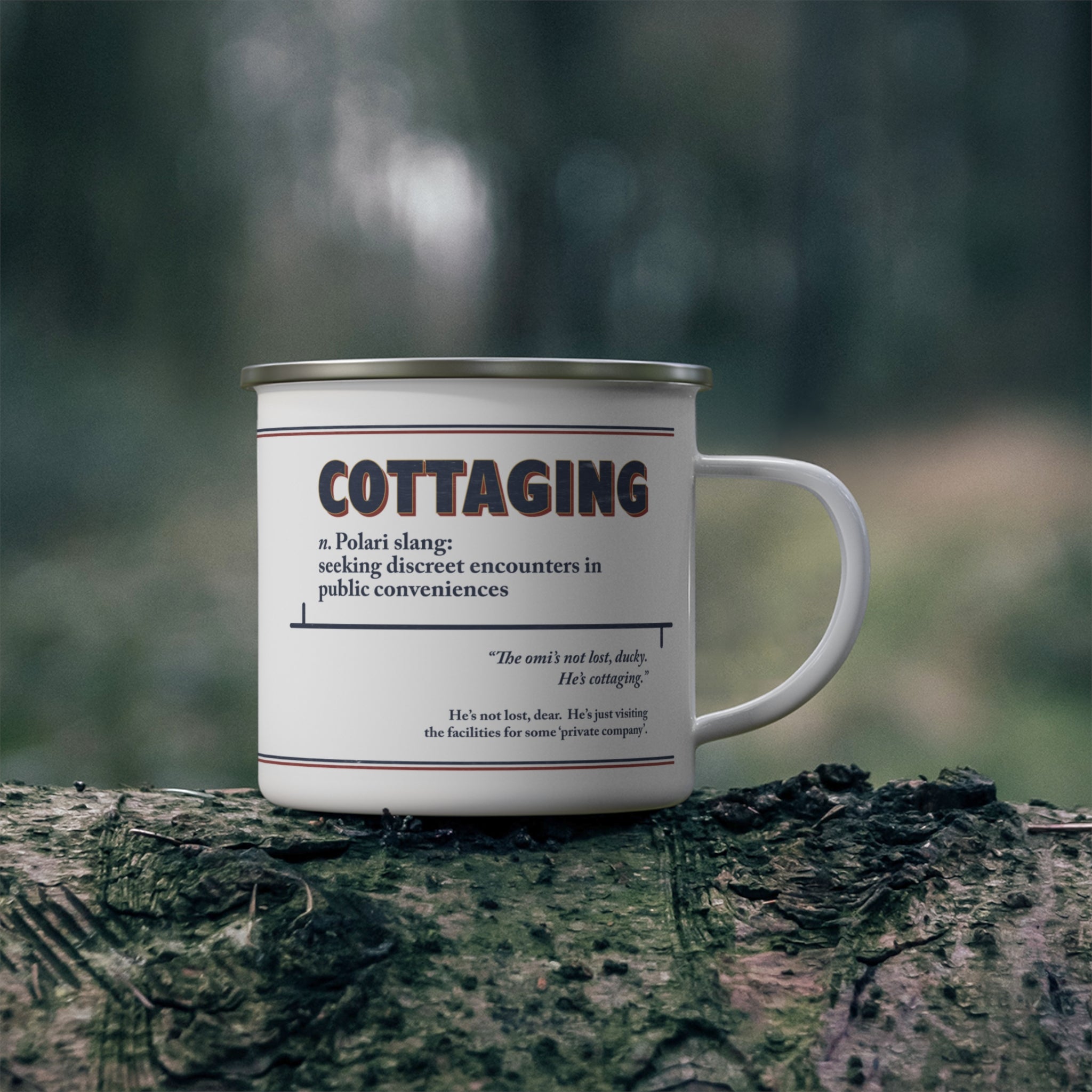 Polari: Cottaging -Enamel Camping Mug